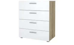 Kommode Pedara | Weiß, Hochglanz, Eiche sägerau (Nachbildung)