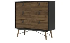 Kommode Ripley | Walnuss (Nachbildung), Schwarz, matt