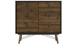 Kommode Ripley | Walnuss (Nachbildung), Schwarz, matt