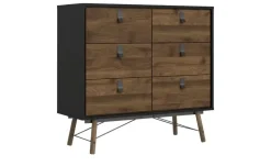 Kommode Ripley | Walnuss (Nachbildung), Schwarz, matt