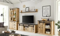 Kommode Sintra | Eiche (Nachbildung), Anthrazit, holzfarben, antik