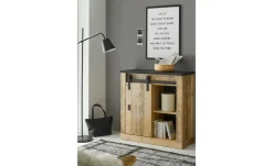 Kommode Sintra | Eiche (Nachbildung), Anthrazit, holzfarben, antik