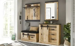 Kommode Sintra | Eiche (Nachbildung), Anthrazit, holzfarben, antik