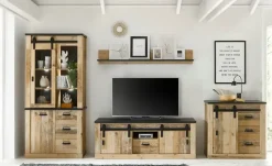 Kommode Sintra | Eiche (Nachbildung), Anthrazit, holzfarben, antik