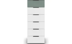 Kommode Skyla | Weiß, Salbeigrün, Weiß, Salbeigrün