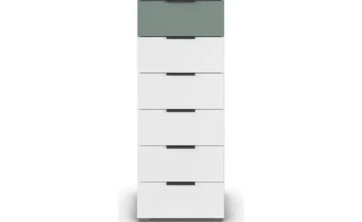 Kommode Skyla | Weiß, Salbeigrün, Weiß, Salbeigrün