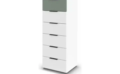 Kommode Skyla | Weiß, Salbeigrün, Weiß, Salbeigrün
