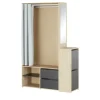 Kompaktgarderobe Trevisago | Eiche (Nachbildung), Grau, Schwarz