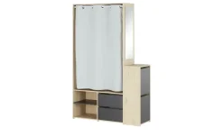 Kompaktgarderobe Trevisago | Eiche (Nachbildung), Grau, Schwarz