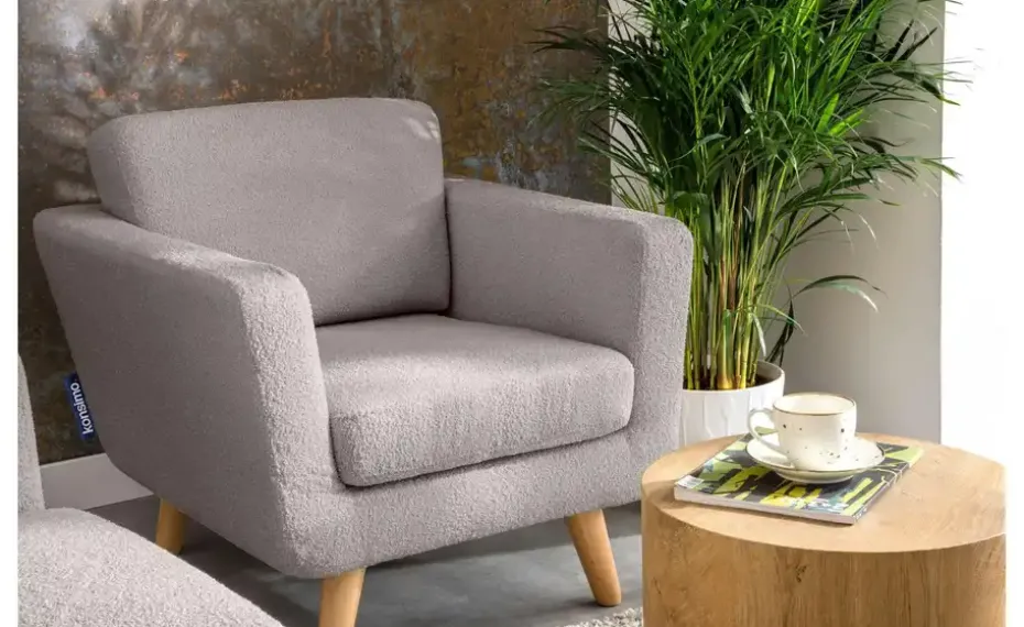 KONSIMO Sessel Tagio | Hellgrau, Boucléstoff | Höffner