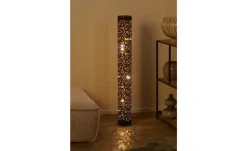 LED-Stehleuchte, 1-flammig, Stoff schwarz/gold