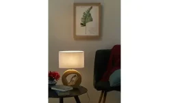 levelone Keramik-Tischleuchte, 1-flammig in Holz-Optik