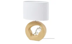 levelone Keramik-Tischleuchte, 1-flammig in Holz-Optik