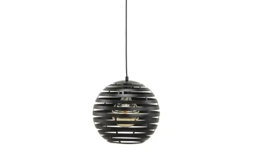 levelone Pendelleuchte, 1-flammig, Metall Kugel schwarz