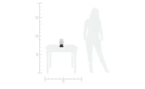 levelone Tischlampe grau mit Keramikfuß, Stoffschirm | Weiß