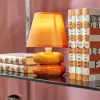 levelone Tischlampe orange m. Keramikfuß, Stoffschirm | Orange