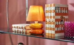 levelone Tischlampe orange m. Keramikfuß, Stoffschirm | Orange
