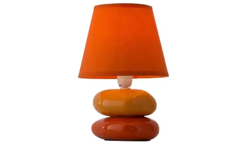 levelone Tischlampe orange m. Keramikfuß, Stoffschirm | Orange