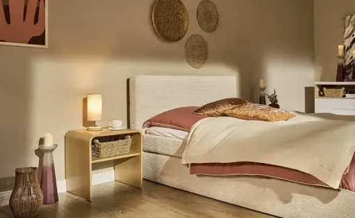 levelone Tischleuchte, 1-flammig Stoffschirm Cappuccino