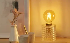 levelone Tischleuchte, 1-flammig, Glas in Diamant-Optik | Glas in Diamat-Optik