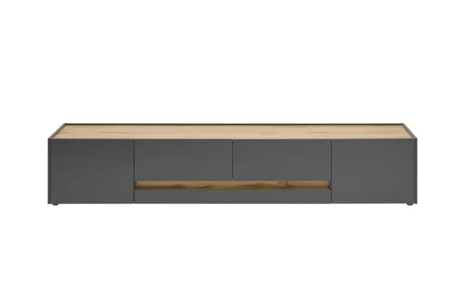 Lowboard Cande | Anthrazit, Eiche (Nachbildung), 220 cm