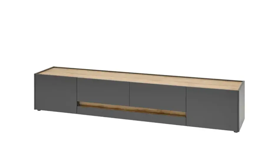 Lowboard Cande | Anthrazit, Eiche (Nachbildung), 220 cm
