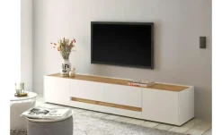 Lowboard Cande | Weiß, Eiche (Nachbildung), 220 cm