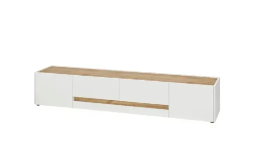 Lowboard Cande | Weiß, Eiche (Nachbildung), 220 cm
