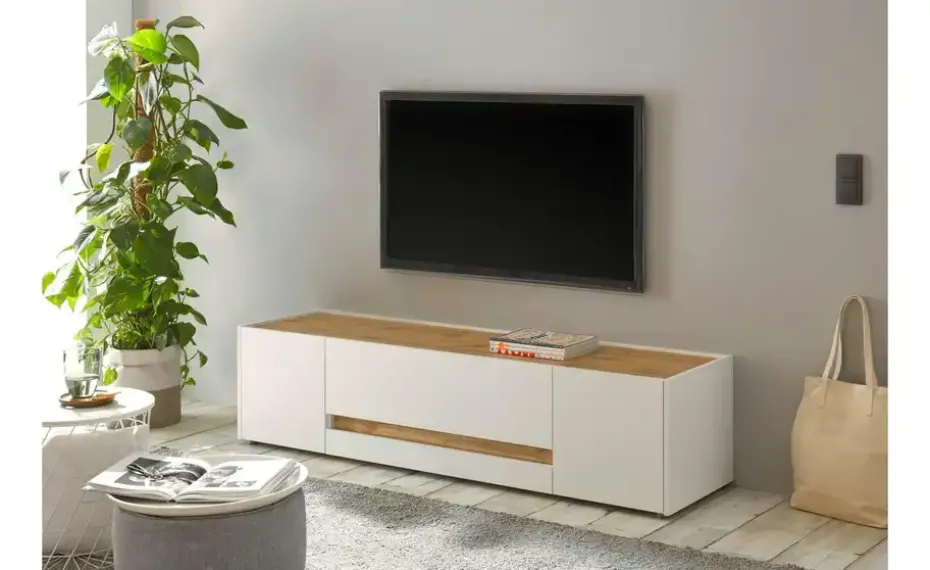 Lowboard Cande | Weiß, Eiche (Nachbildung), 170 cm