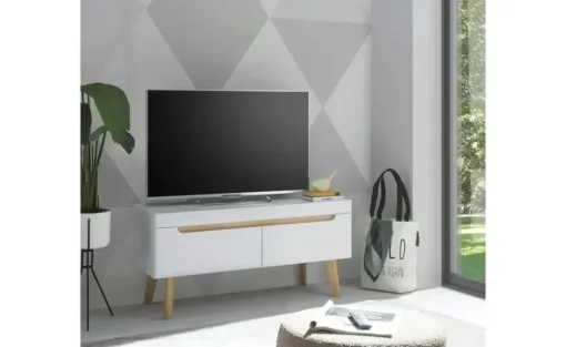 Lowboard Malaren | 107 cm, Weiß, Eiche (Nachbildung)
