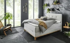 maison bleue Boxspringbett mit Bettkasten Mara | Hellgrau, 140 cm