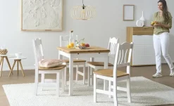 maison bleue Esstisch Carina | 77 cm, Hellbraun, Weiß