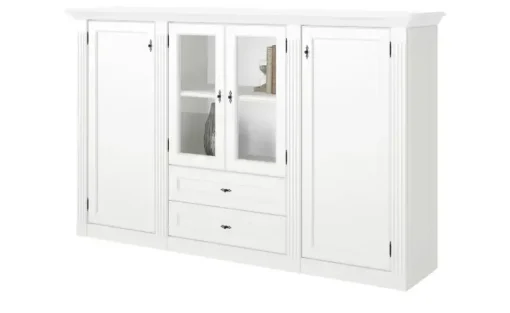 maison bleue Highboard Petit Chalet | mit Holzboden, Weiß