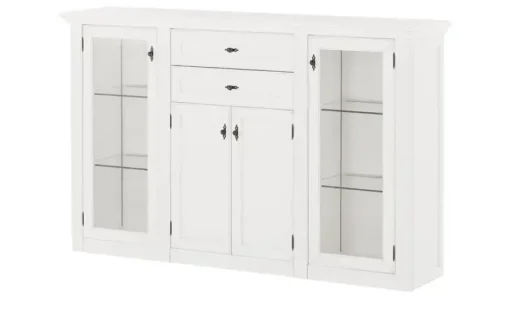 maison bleue Highboard Petit Chalet | mit Glastüren, Weiß
