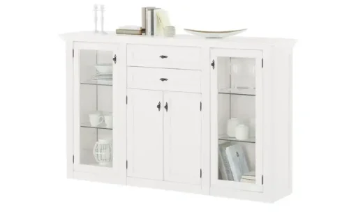 maison bleue Highboard Petit Chalet | mit Glastüren, Weiß