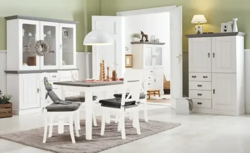 maison bleue Holzstuhl Florian | Weiß, Grau, ohne
