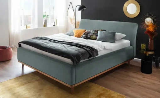 maison bleue Polsterbettgestell mit Bettkasten Merla | Blau, 160 cm