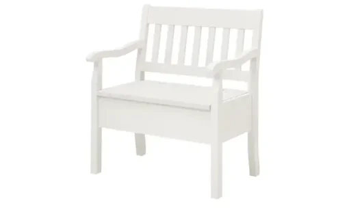 maison bleue Sitzbank mit Stauraum  massiv Bendix | Weiß, 82,7 cm