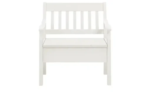 maison bleue Sitzbank mit Stauraum  massiv Bendix | Weiß, 82,7 cm