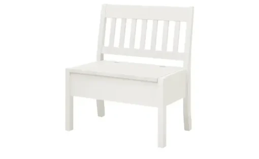 maison bleue Sitzbank mit Stauraum  massiv Bendix | Weiß, 82,7 cm