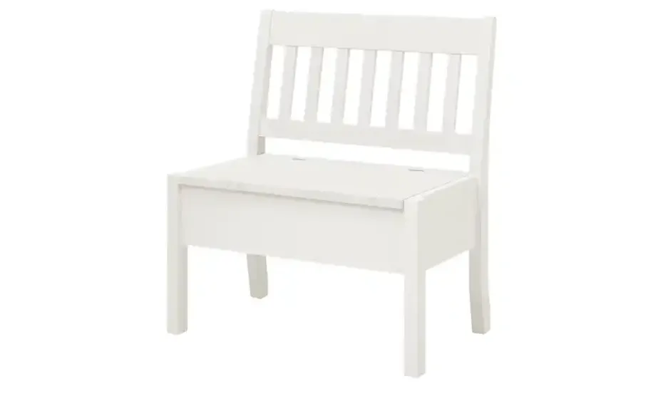 maison bleue Sitzbank mit Stauraum  massiv Bendix | Weiß, 82,7 cm