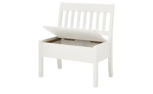 maison bleue Sitzbank mit Stauraum  massiv Bendix | Weiß, 82,7 cm