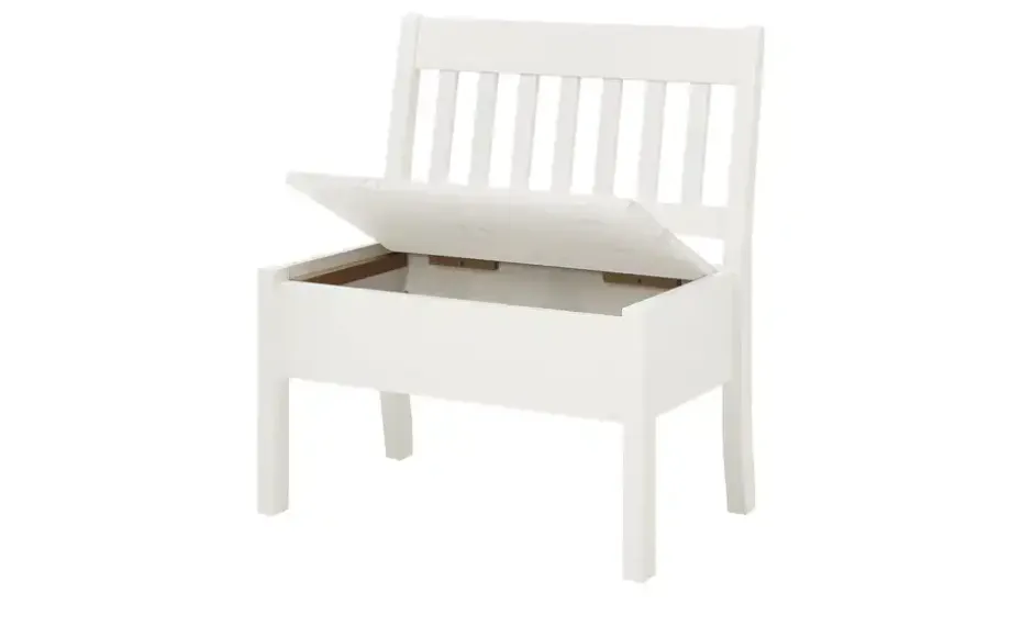 maison bleue Sitzbank mit Stauraum  massiv Bendix | Weiß, 82,7 cm