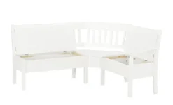 maison bleue Truhen-Eckbank  massiv Bendix | Weiß, ca, 213 x 147 cm