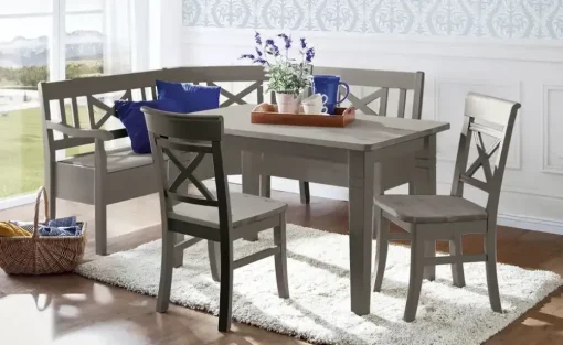maison bleue Truheneckbank  massiv Florian | Grau, ca, 214 x 148 cm