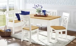 maison bleue Truheneckbank  massiv Florian | Weiß, Hellbraun, ca, 148 x 171 cm
