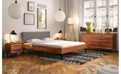 Massivholzbett mit gepolstertem Kopfteil Clara | Kernbuche, 140 cm