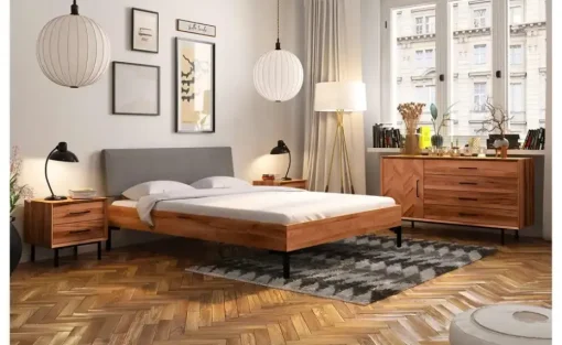 Massivholzbett mit gepolstertem Kopfteil Clara | Kernbuche, 140 cm