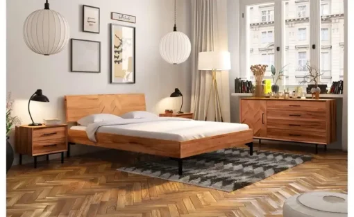 Massivholzbett mit Holzkopfteil Clara | Kernbuche, 140 cm