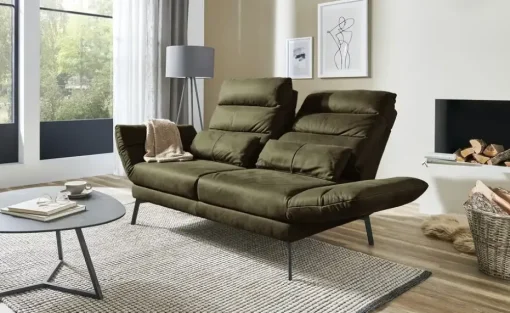 Max Schelling Sofa 2-sitzig  aus Echtleder Sentence Komfort  | Olivgrün